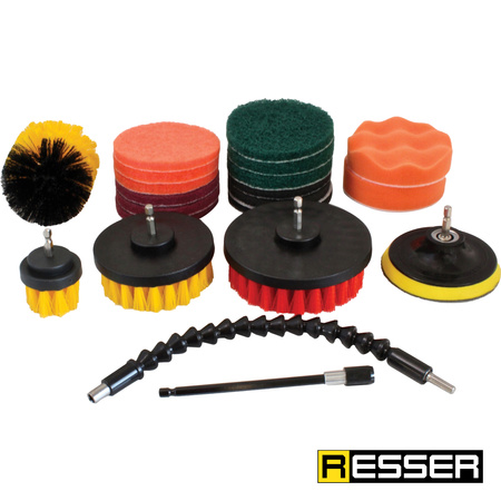 Cleaning brushes for drills, pad set, 21 pieces, Resser