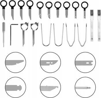 20-ELEMENTOWY UNIWERSALNY ZESTAW DO DEMONTAŻU RADIA I NAWIGACJI