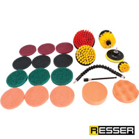Cleaning brushes for drills, pad set, 21 pieces, Resser