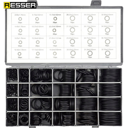 Oringi wodoodporne HNBR / SAE / METRYCZNE zestaw 900 elementów, Resser