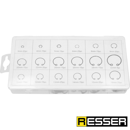 Pierścienie segera wewnętrzne zestaw 300 sztuk 3-32mm, Resser