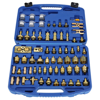 Air conditioning system flushing adapters, 78-piece set, Resser