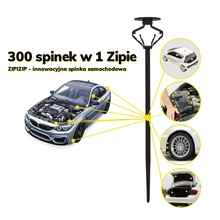 Opaska zaciskowa / spinka samochodowa ZipiZip – uniwersalny kołek montażowy 300w1, 100 szt.